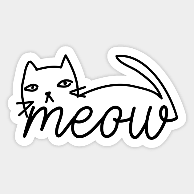 Meow Doodle Cat Drawing Sticker by The WYLD Tribe